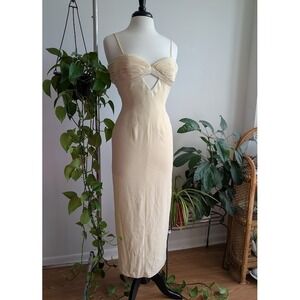 Vintage Bob Mackie 90s B'zar evening dress 4 butter yellow prom gala ruched